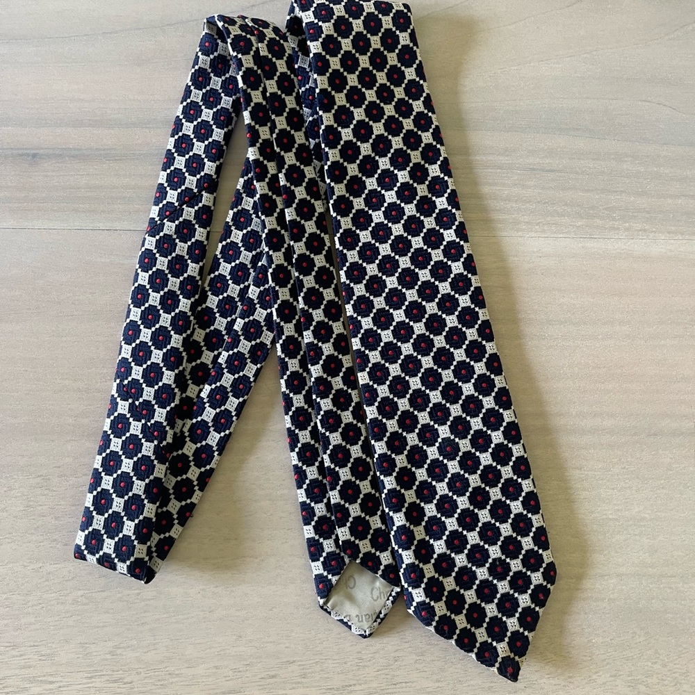 Christian Dior Tie Originally $240 Navy/White/Red Small stain on back of the tip